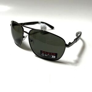 New GUESS Wrap Aviator Sunglasses GF0212 Double Bridge Metal Gunmetal